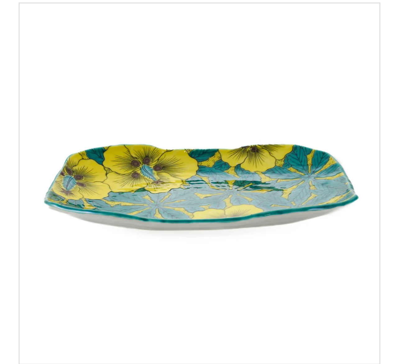 New Seikou Porcelain Gold Floral Rectangular Platter, 32cm
