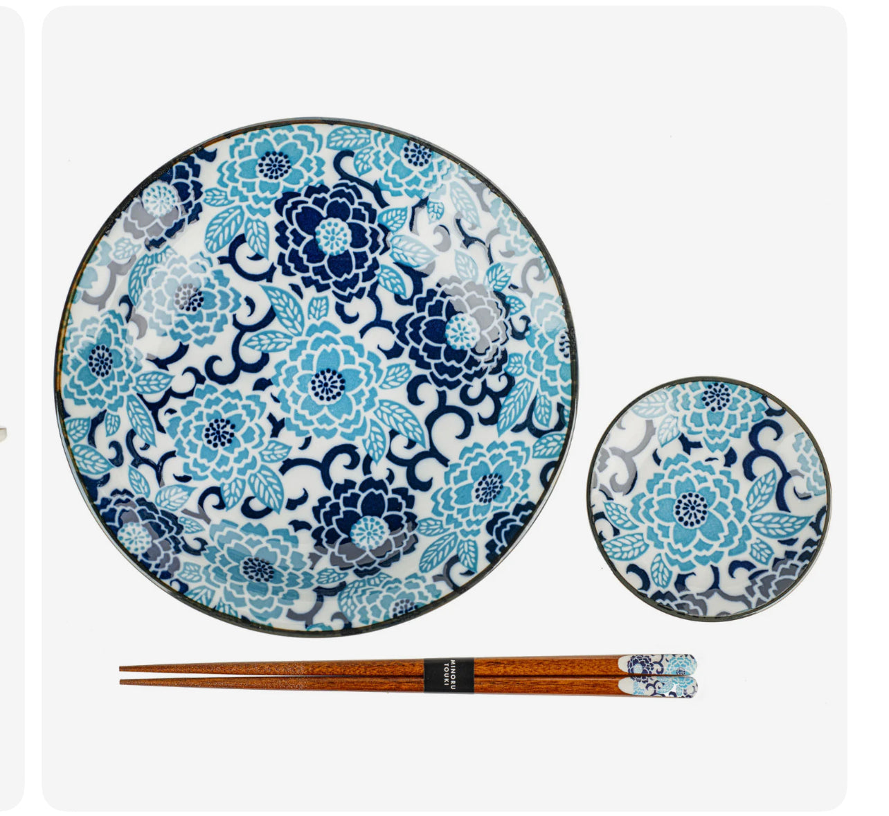 Blue Peony 6pce Japanese Bowl Set