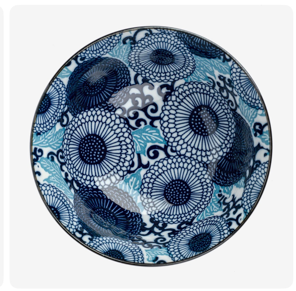 Blue Chrysanthemum Japanese Soup Bowl