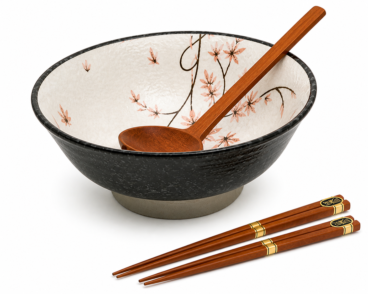 Japanese Ramen Bowl Set – Maple Leaf Design (22cm) | Made in Japan