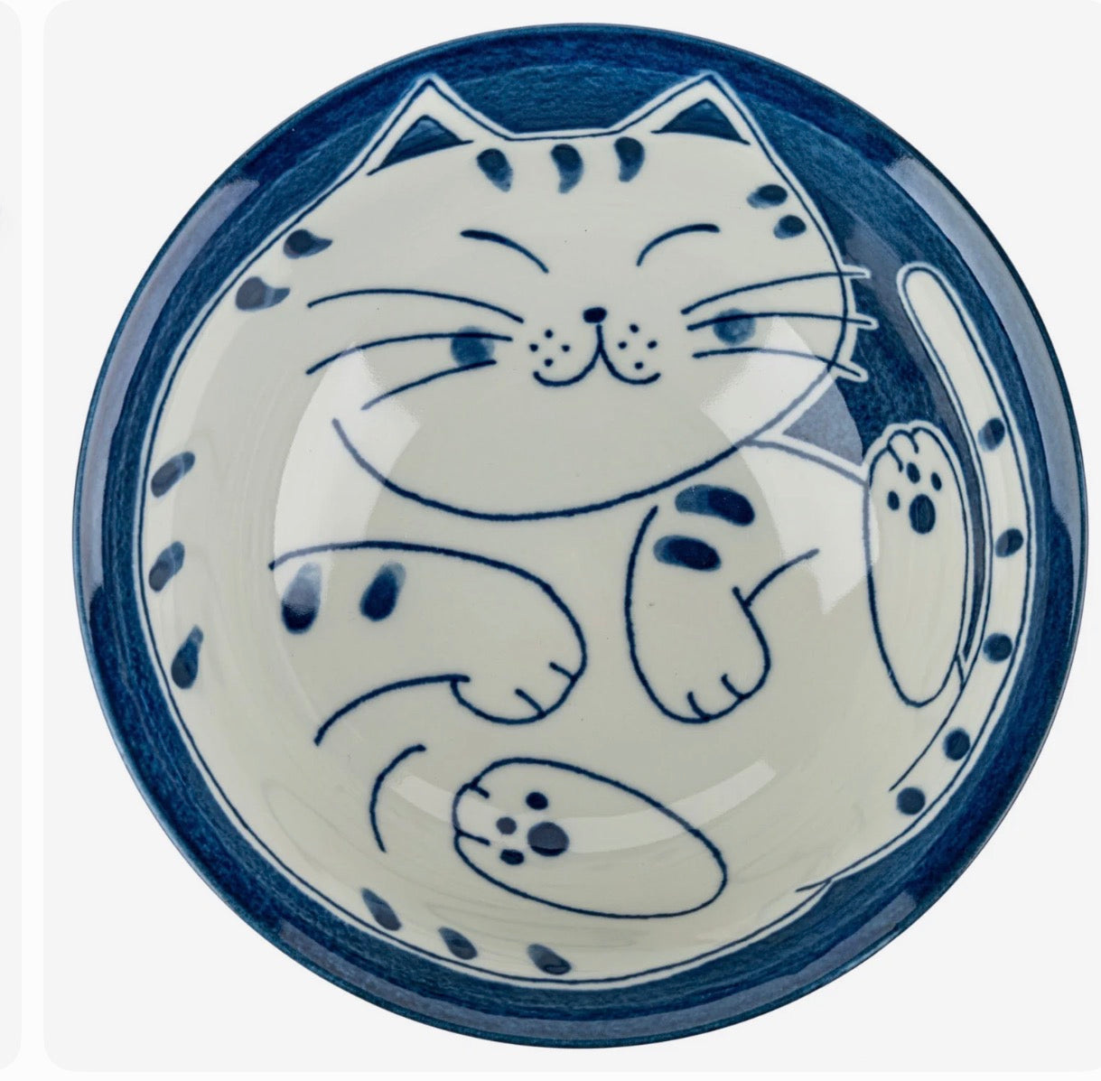 Authentic Blue Tabby Cat Japanese Ramen Bowl – Large Porcelain Bowl Made in Japan