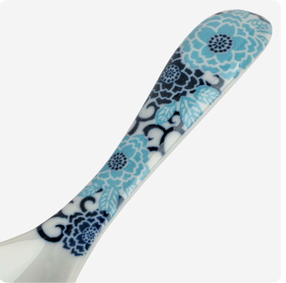 Japanese Soup Spoon – Blue Peony Ceramic Ramen Spoon (Made in Japan)