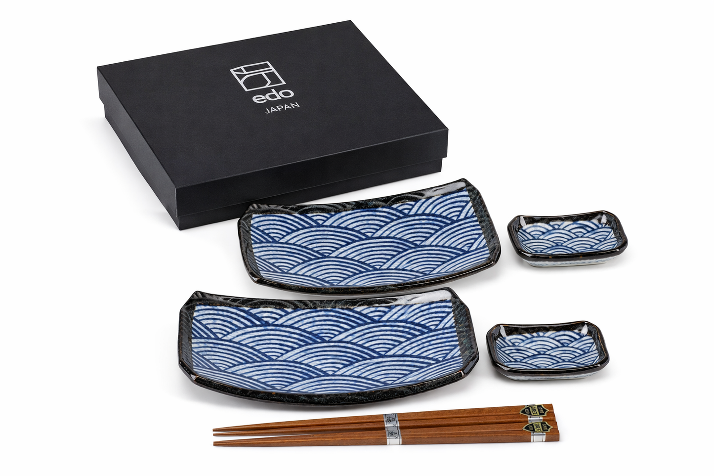 Seikaiha Japanese Sushi Set – Ceramic Tableware Made in Japan