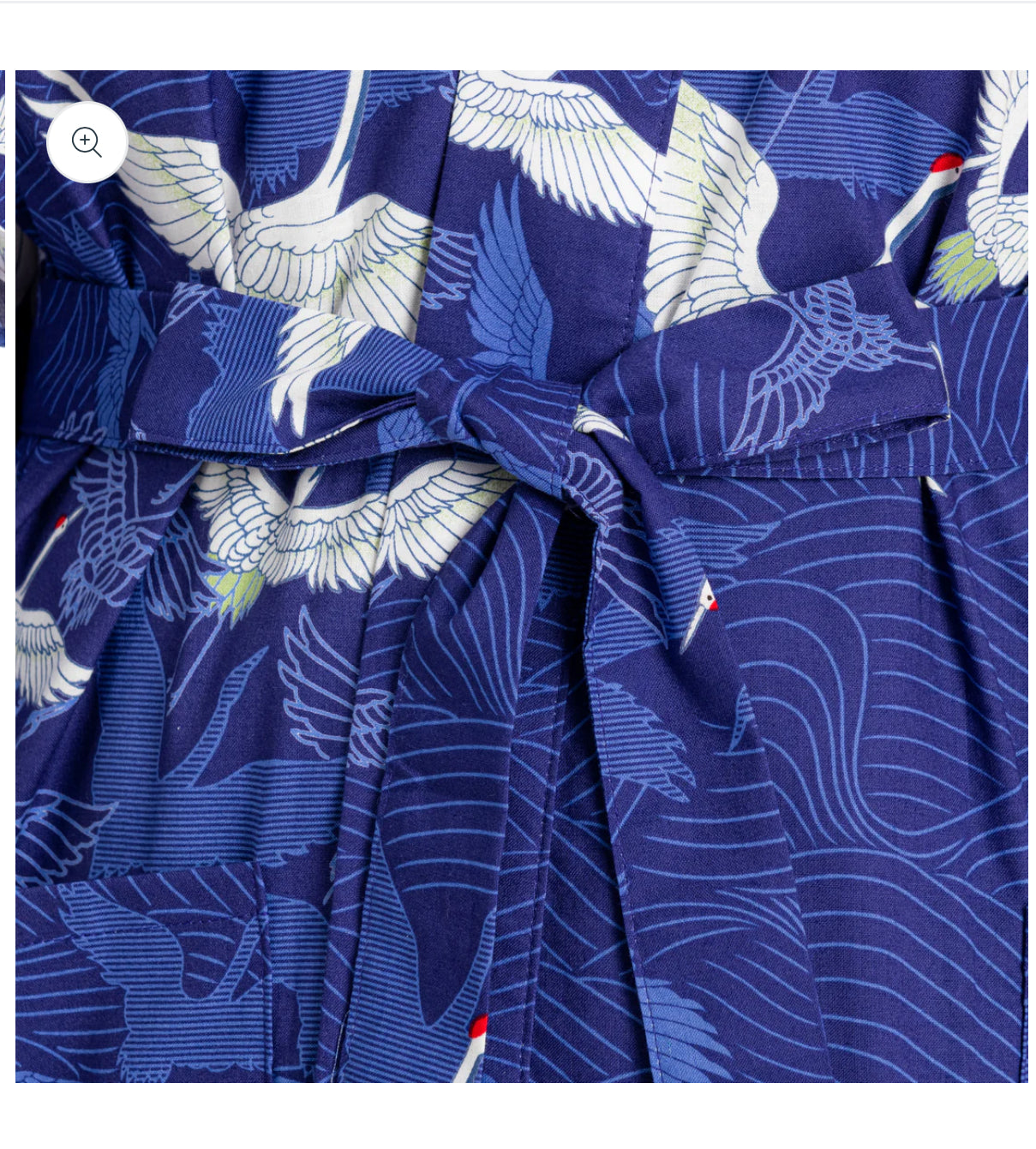 Navy Blue Crane Short Japanese Cotton Kimono