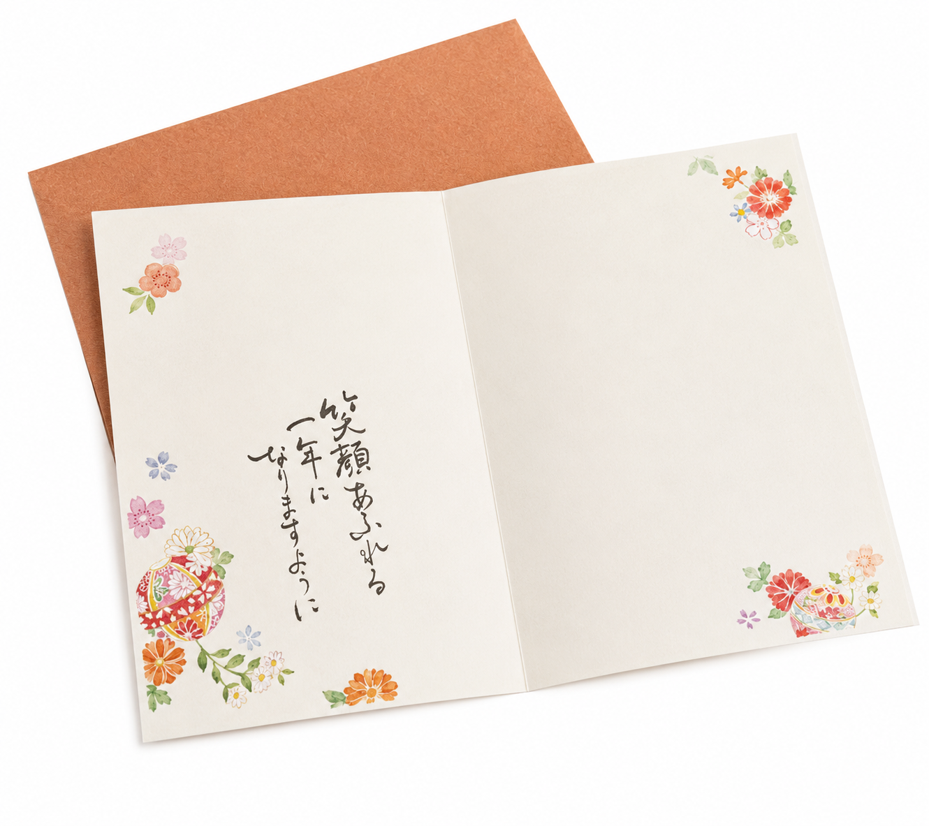 Red Temari Japanese Birthday Card