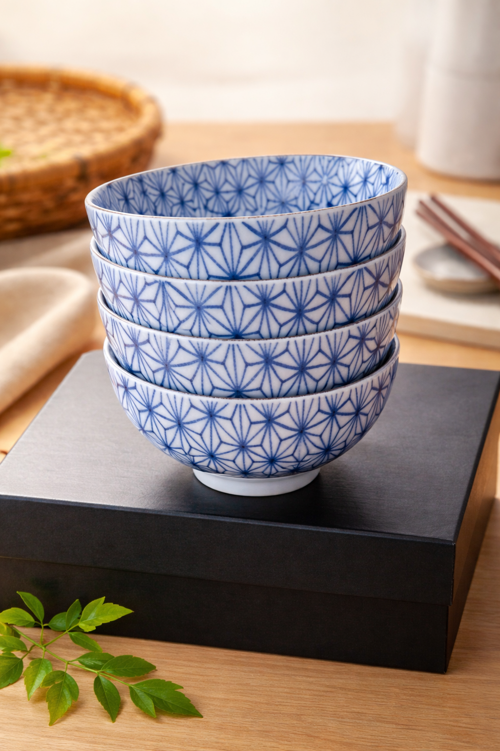 Asanoha Traditional Japanese Rice Bowl Set