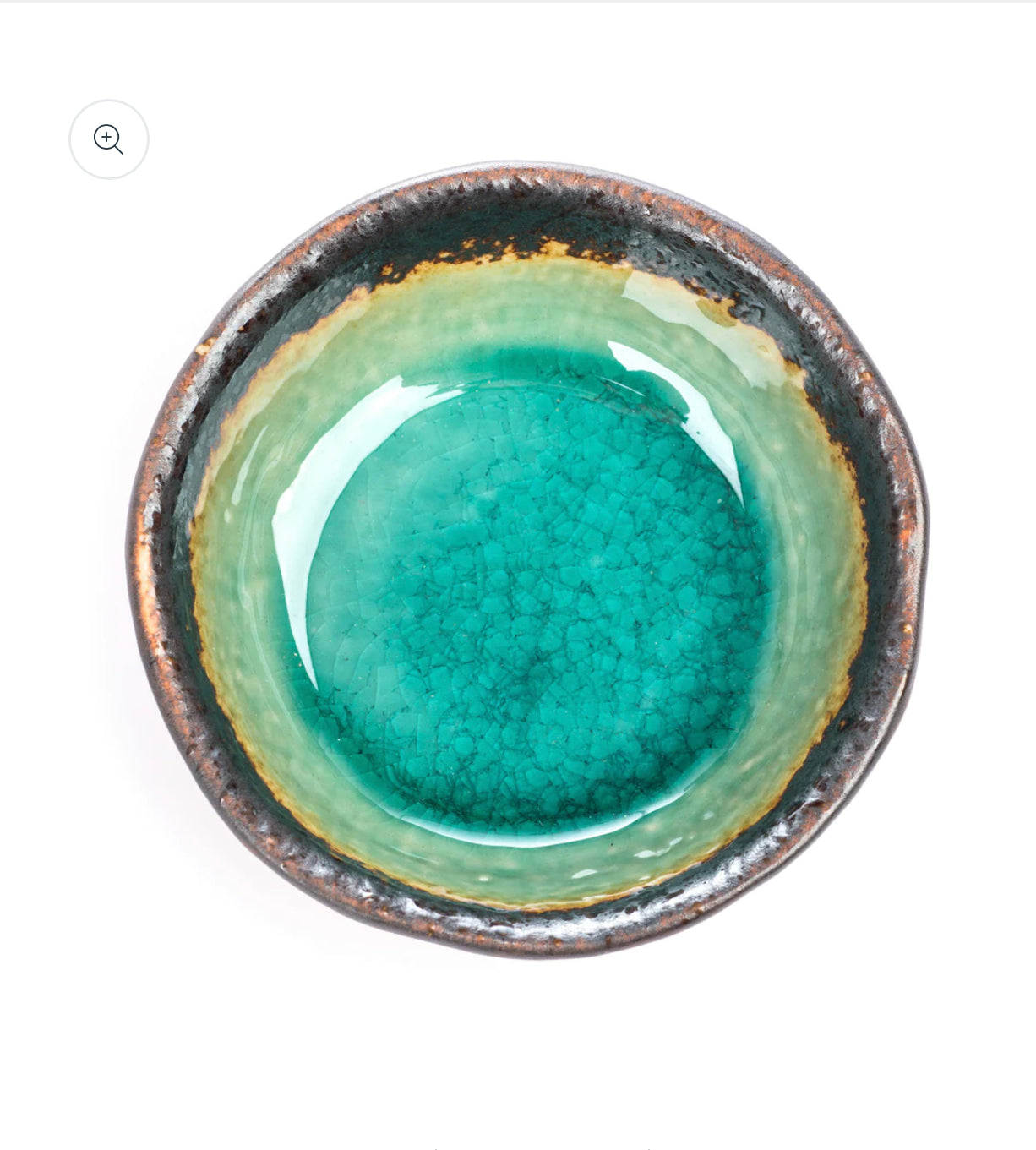Round Turquoise Crackleglaze Japanese Sauce Dish