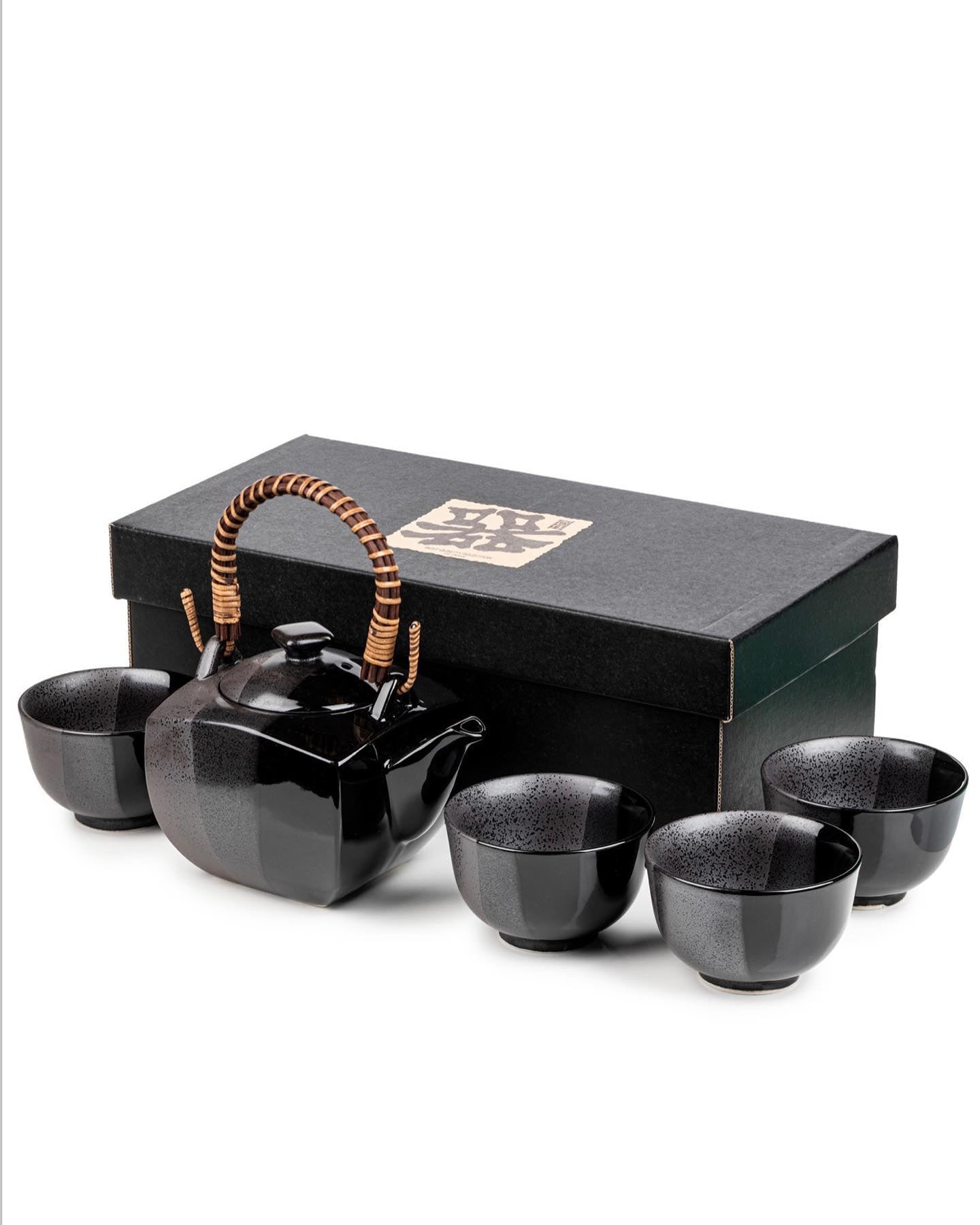 Black Nanban Traditional Japanese Tea Pot Set