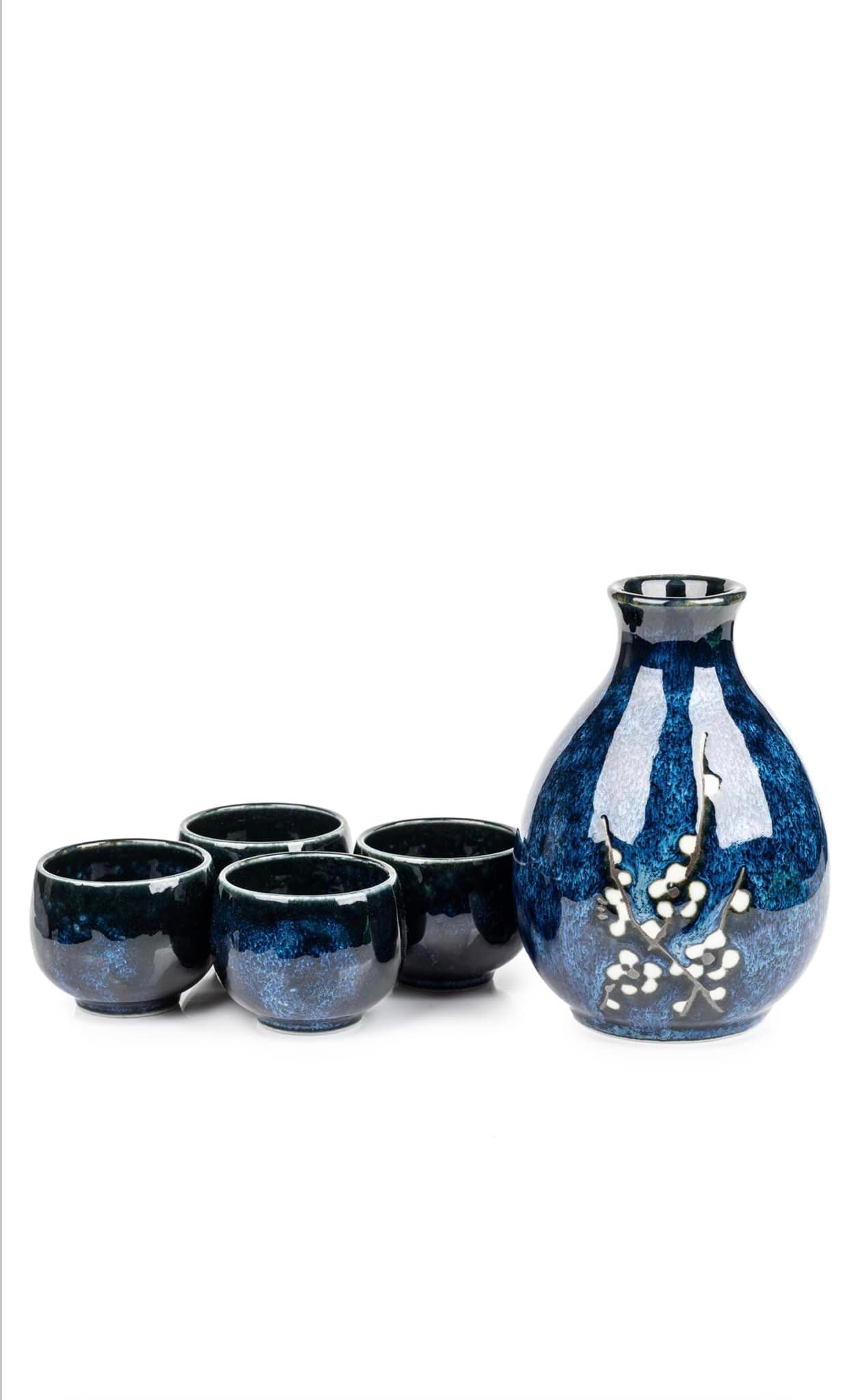 Blue Hana Cherry Blossom Japanese Sake set