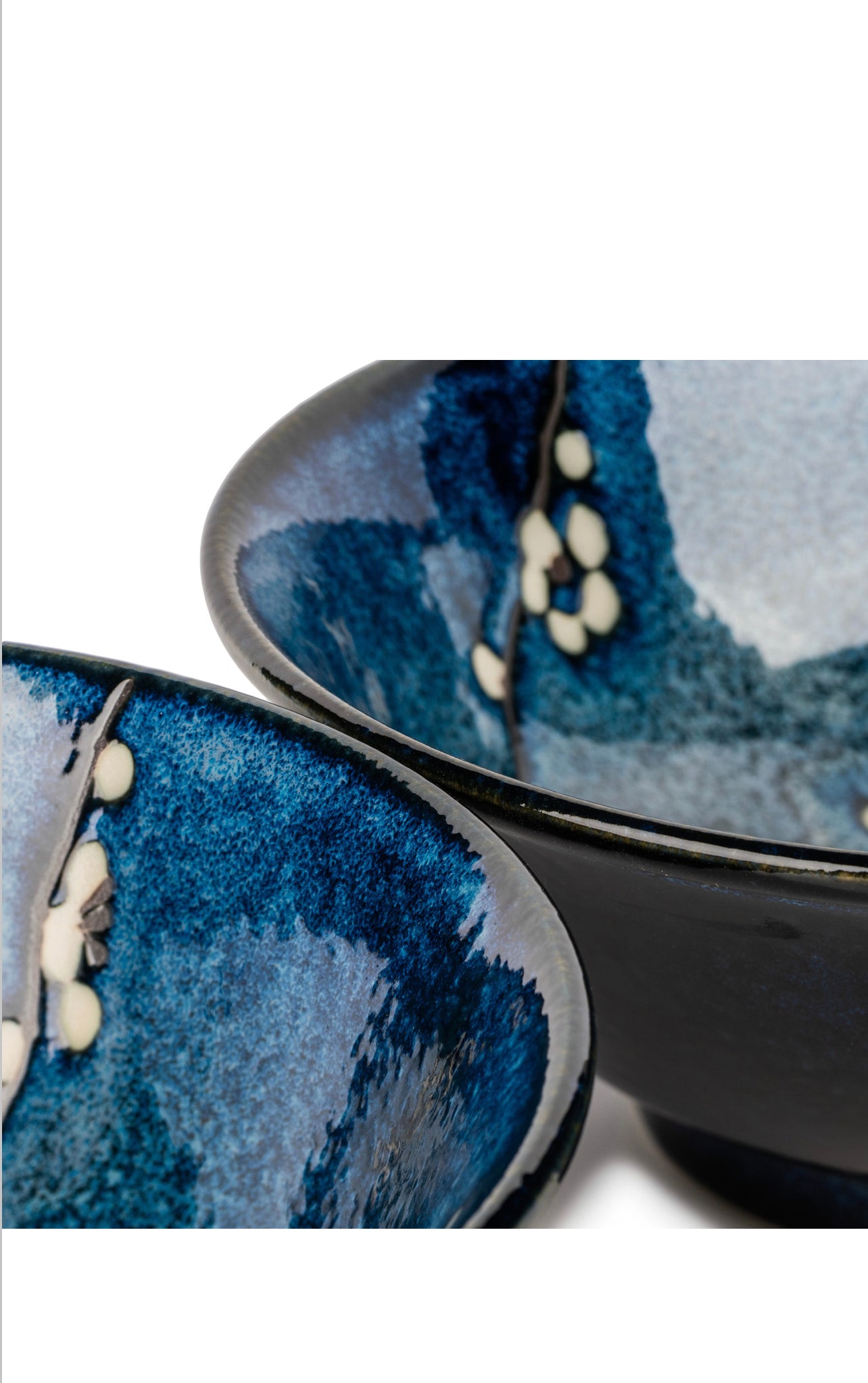 Blue Hana Cherry Blossom Japanese Ramen Bowl Set