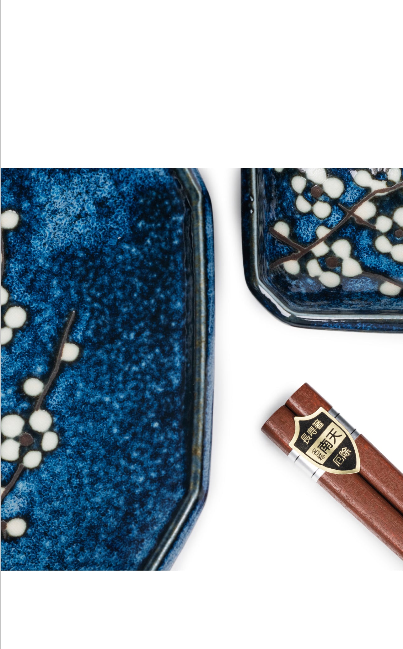 Blue Hana Cherry Blossom Japanese Sushi Plate Set