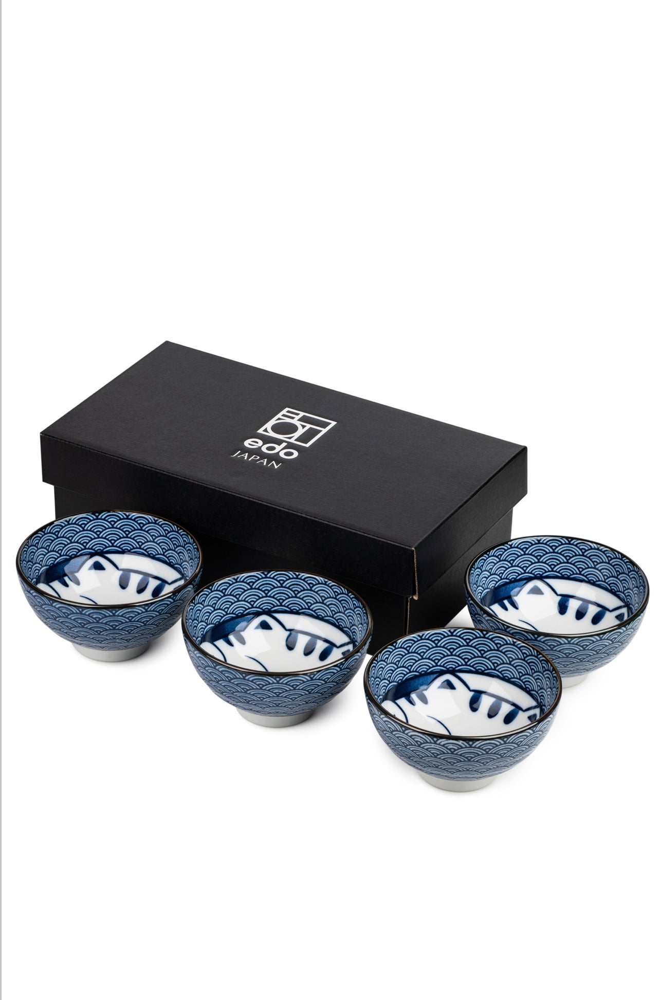 Lucky Cat Ceramic Japanese Rice Bowl Set