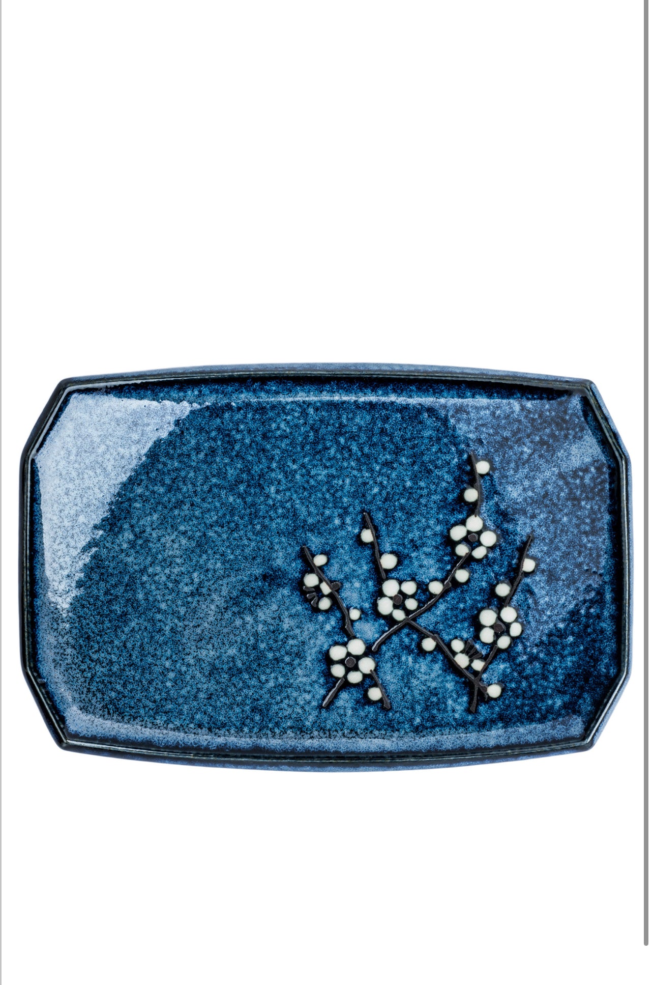 Blue Hana Cherry Blossom Japanese Sushi Plate