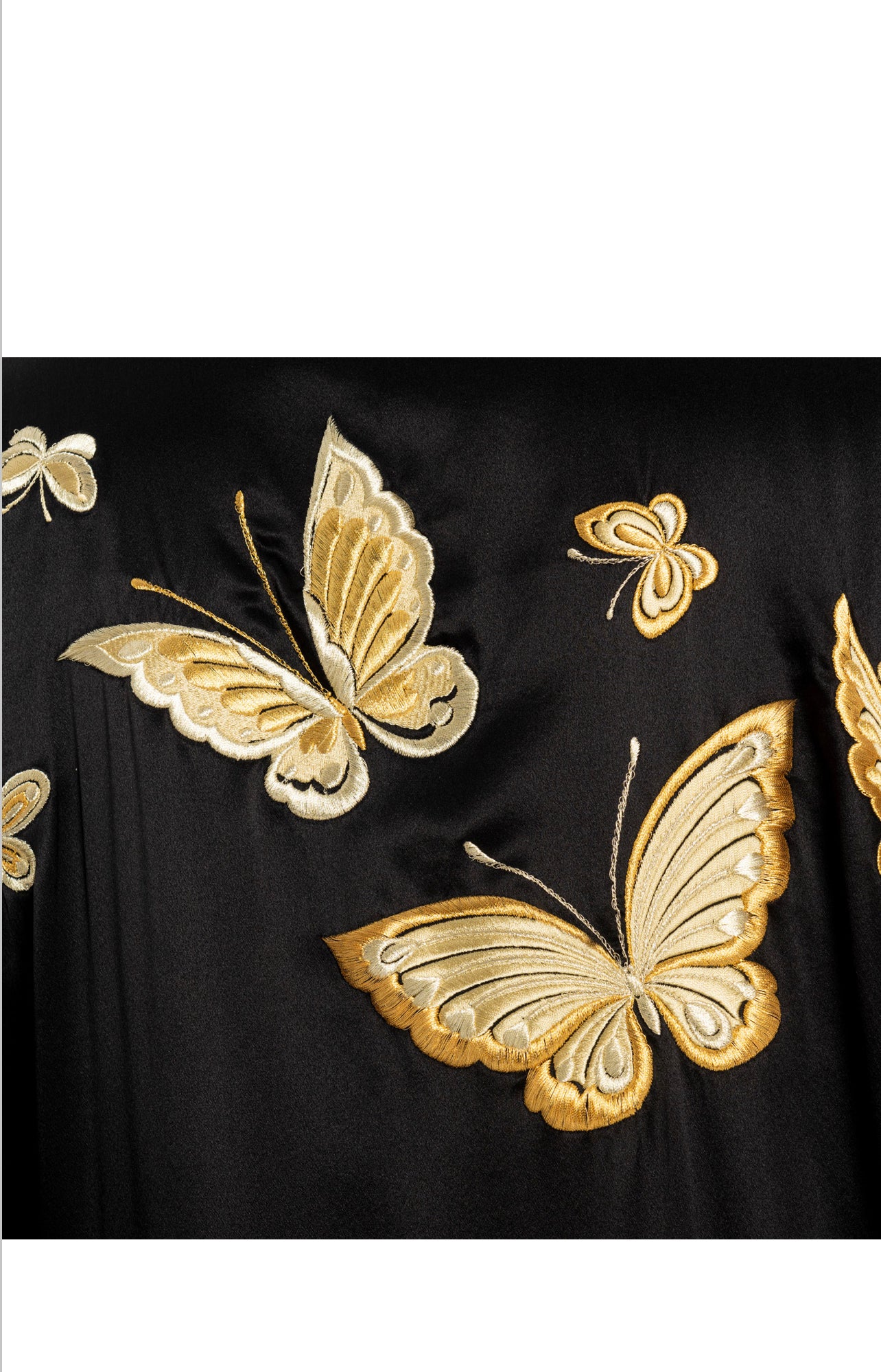 Premium Butterfly Black Silk Japanese Kimono