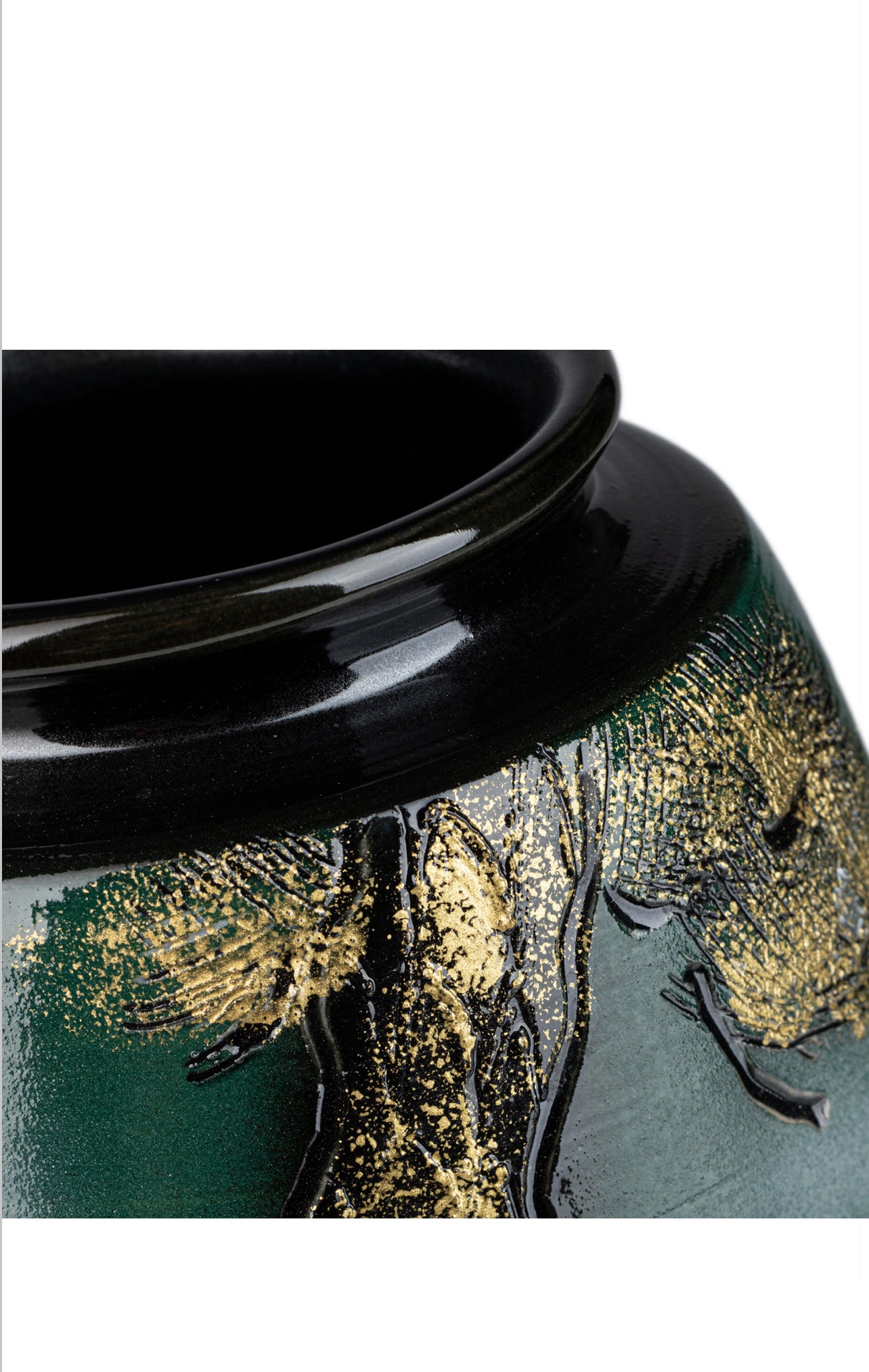 Green and Gold Kinsai Pine Japanese Vase