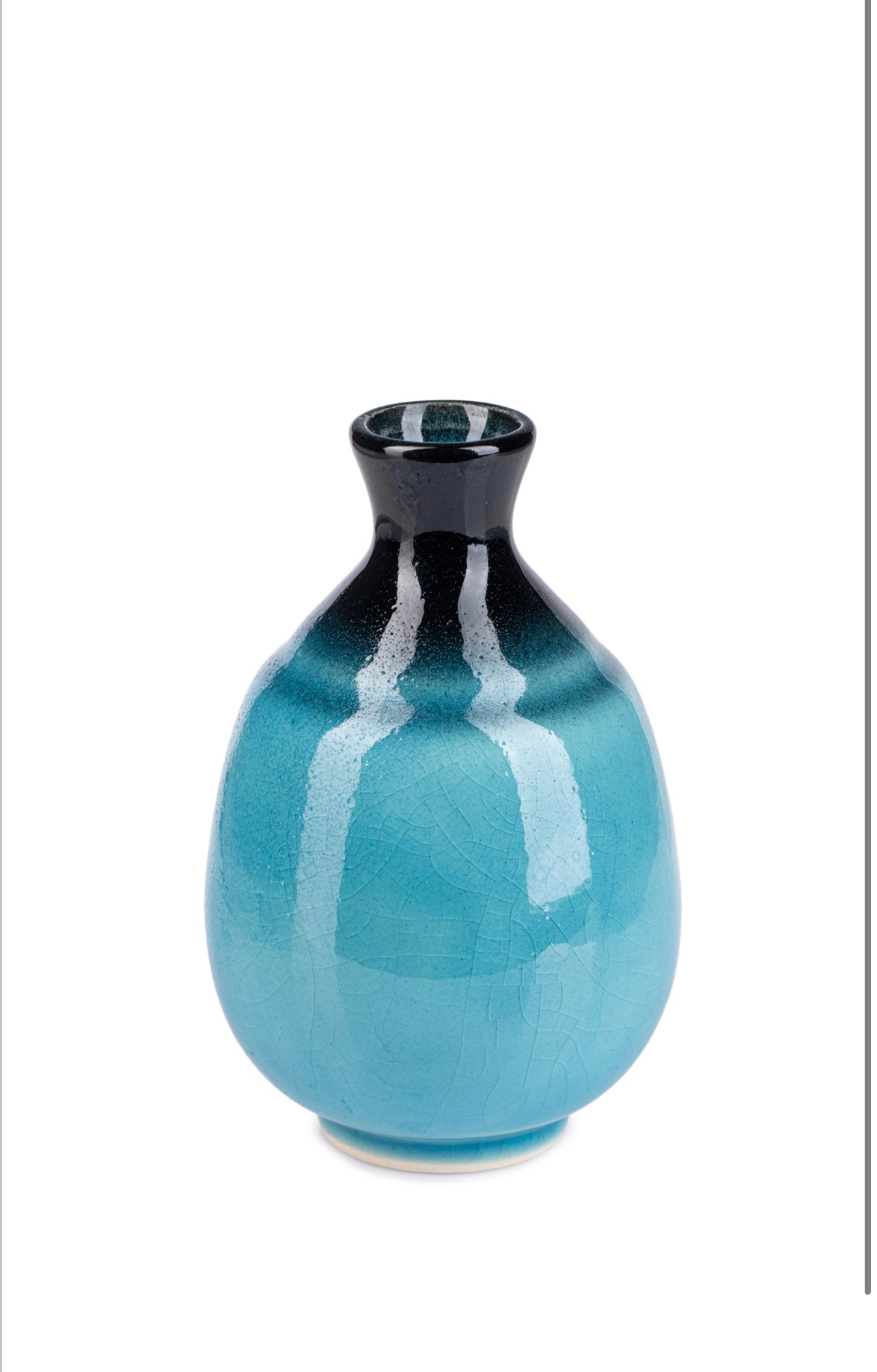 Sea Blue Crackleglaze Small Japanese Vase