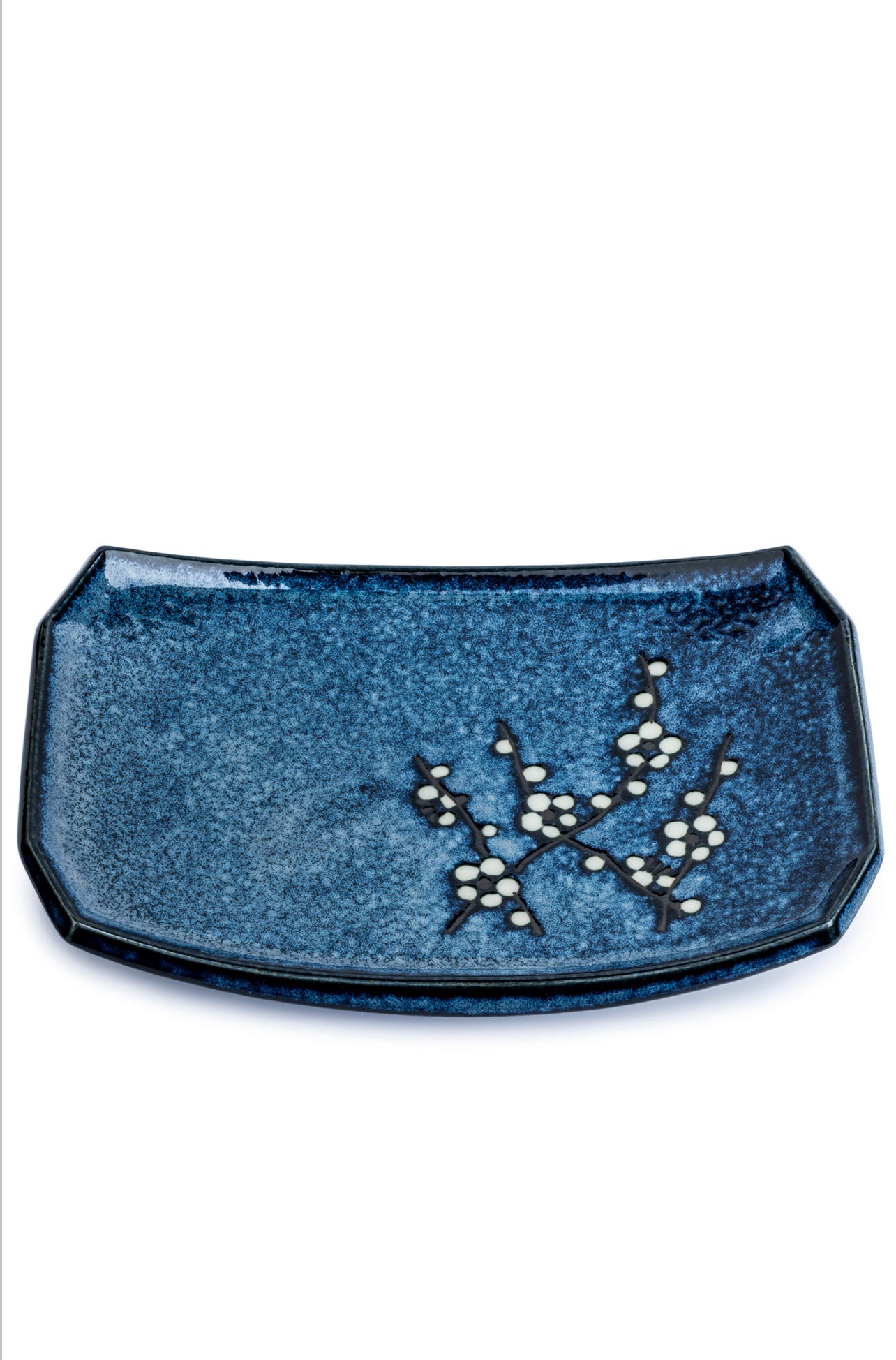 Blue Hana Cherry Blossom Japanese Sushi Plate