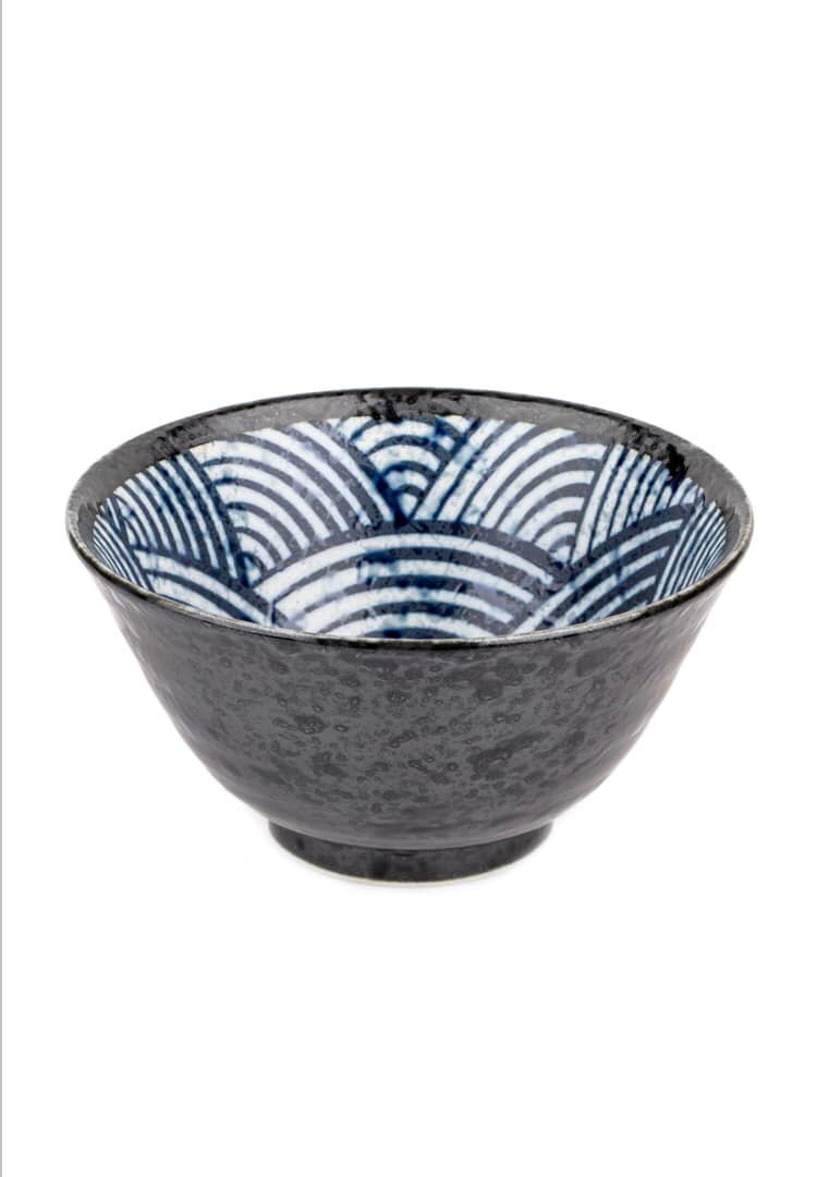 Seikaiha Ceramic Japanese Rice Bowl
