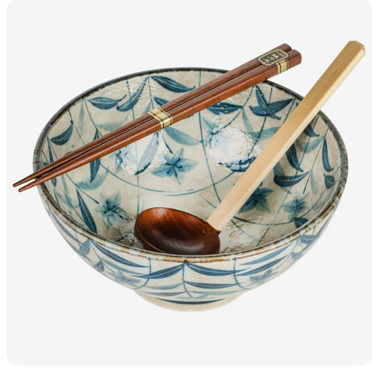 Authentic Japanese ceramic ramen bowl with chopsticks and spoon – Japanese tableware from Tokyo Gallery