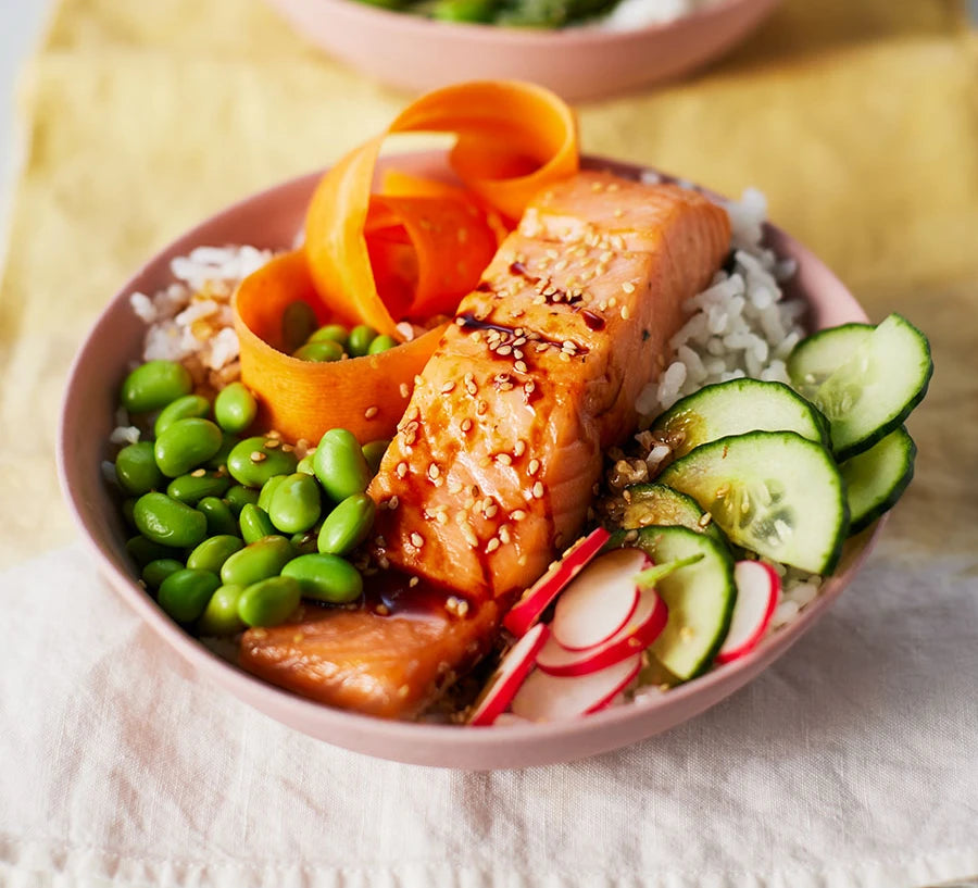 Easy salmon sushi rice bowl