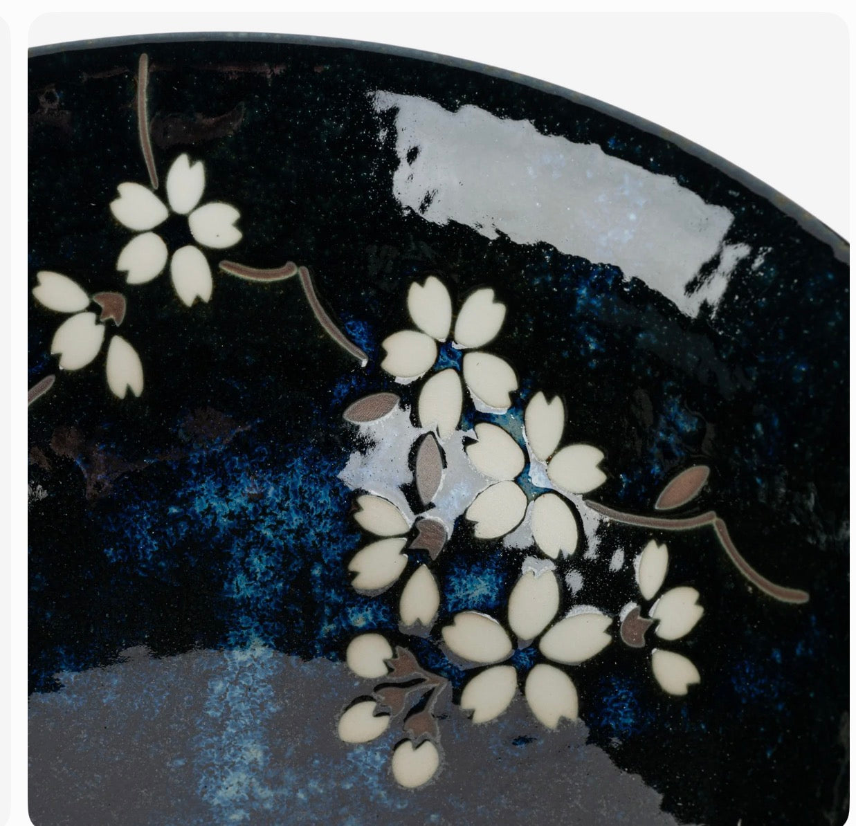 Authentic Navy Sakura Japanese Ramen Bowl – porcelain bowl-Made in Japan