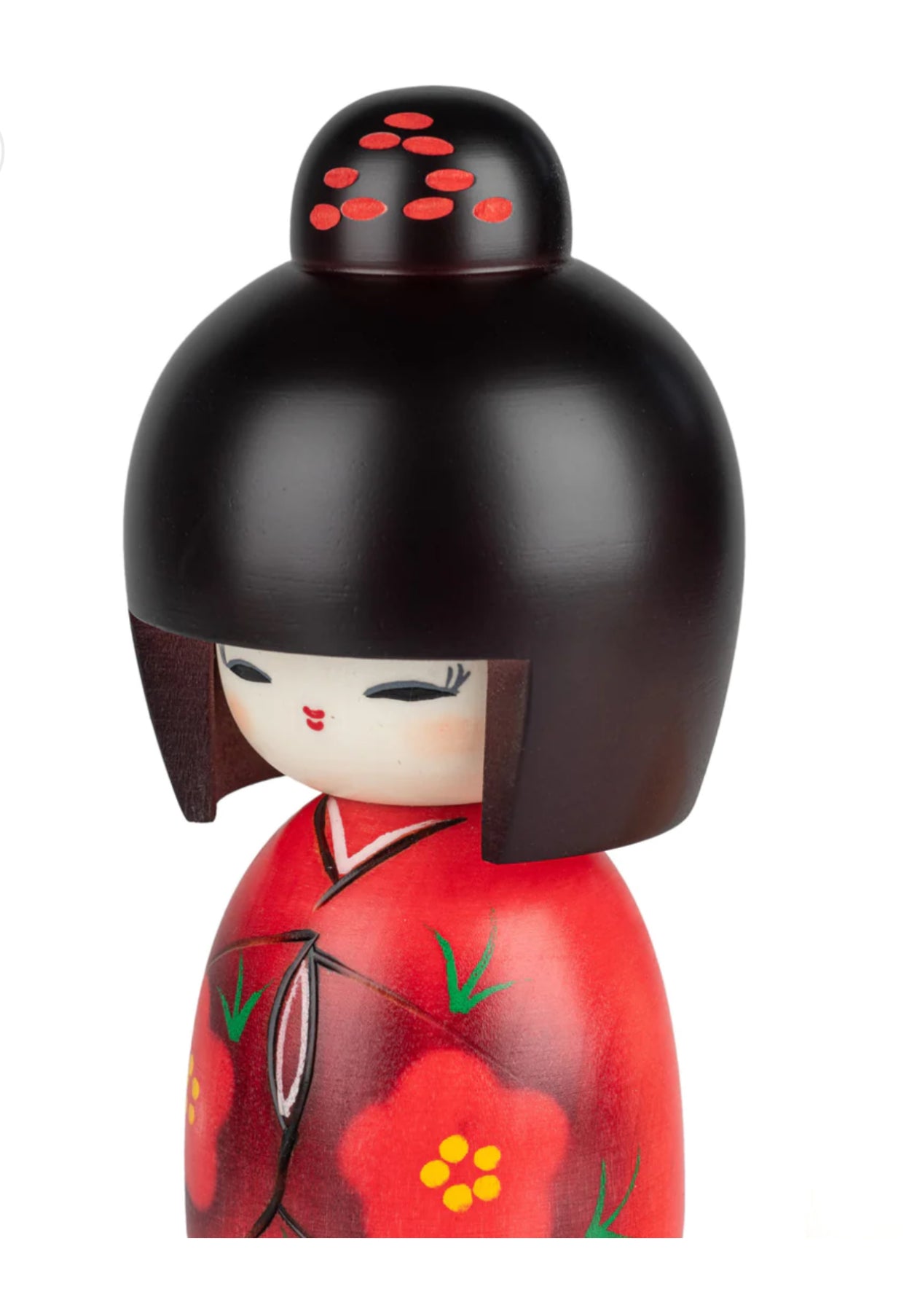 Smile Girl Red Japanese Kokeshi Doll