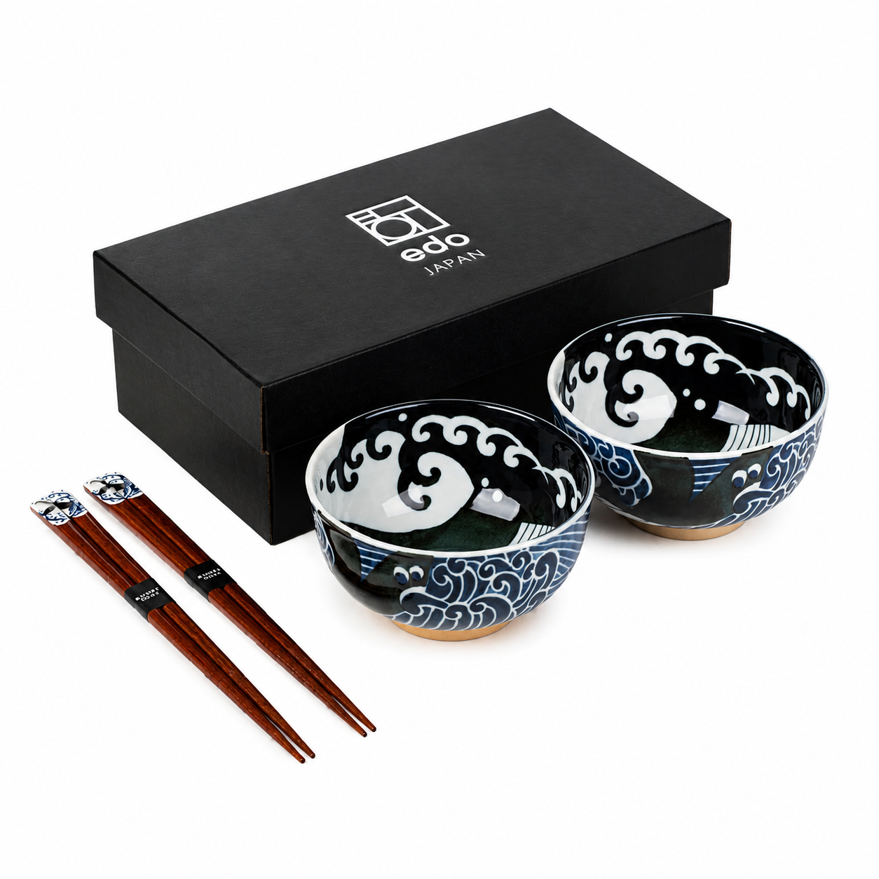 Whale Indigo Blue Small Japanese Bowl Set