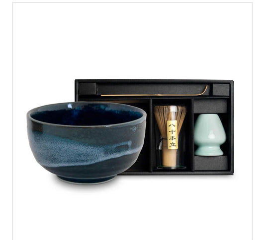 Blue Haka Japanese Matcha Bowl Set