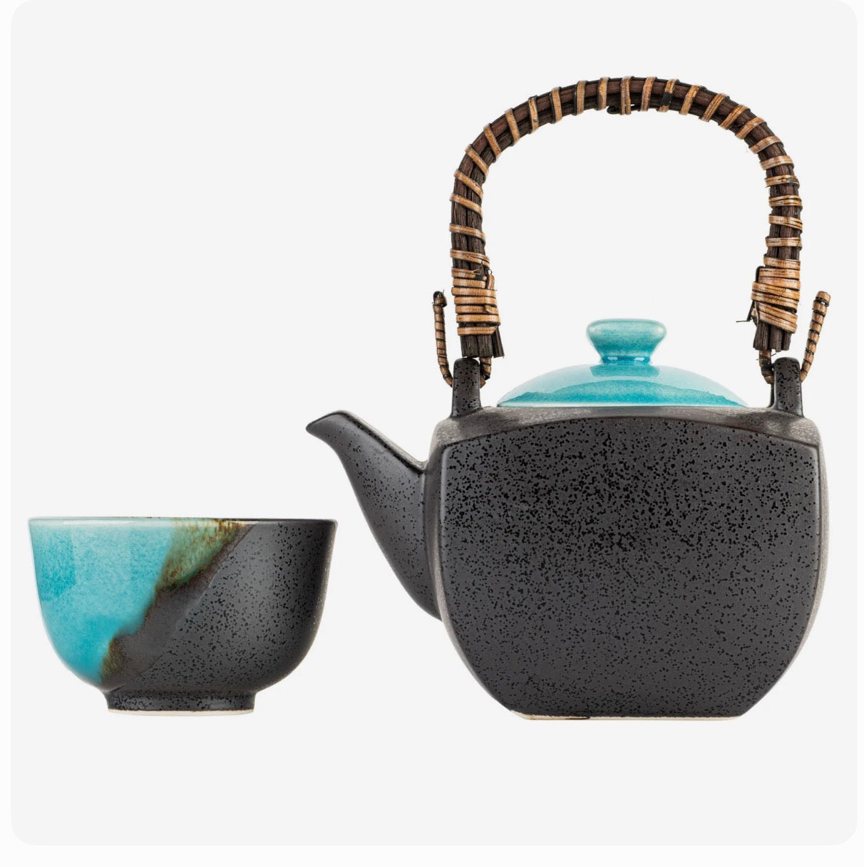 Sora Blue & Grey Japanese Tea Pot Set – Authentic Procelian Teapot & Cups (Made in Japan)