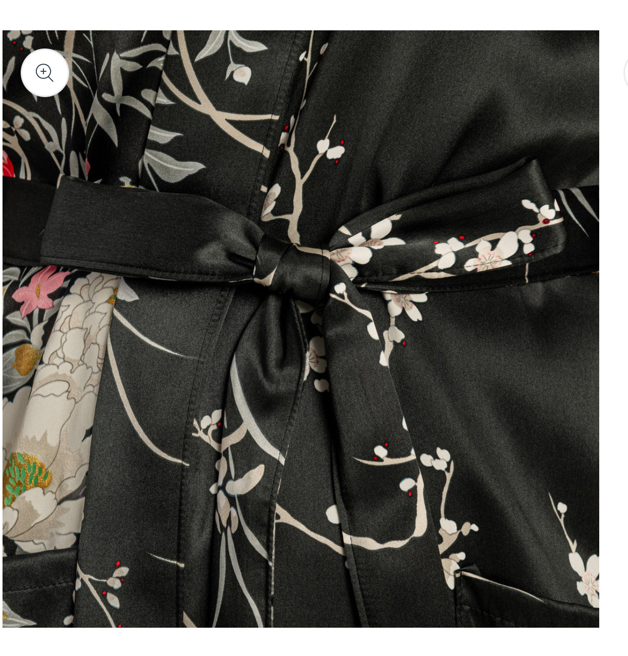 Japanese Silk Kimono Floral Print Short Black