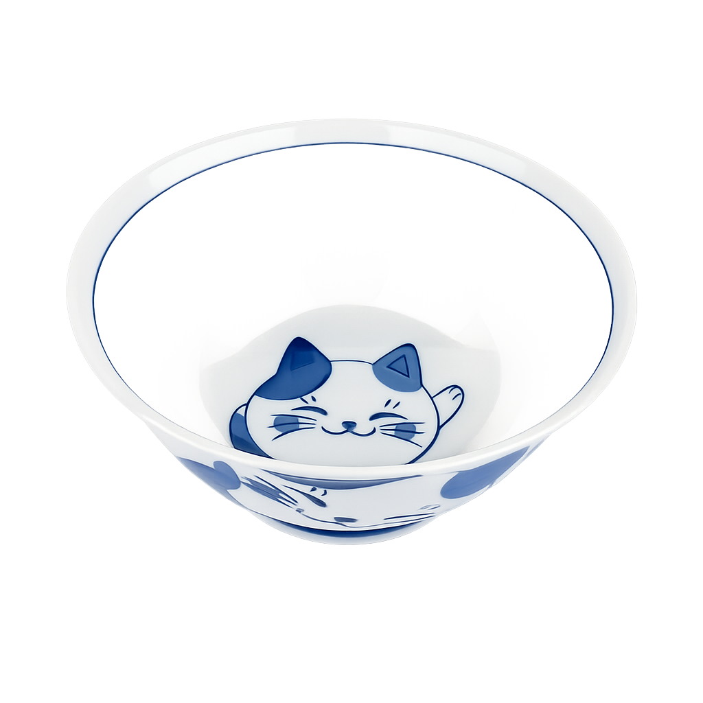 Authentic Japanese Ramen Bowl – Chigura Mike Cat Design Procelian Bowl (Made in Japan)