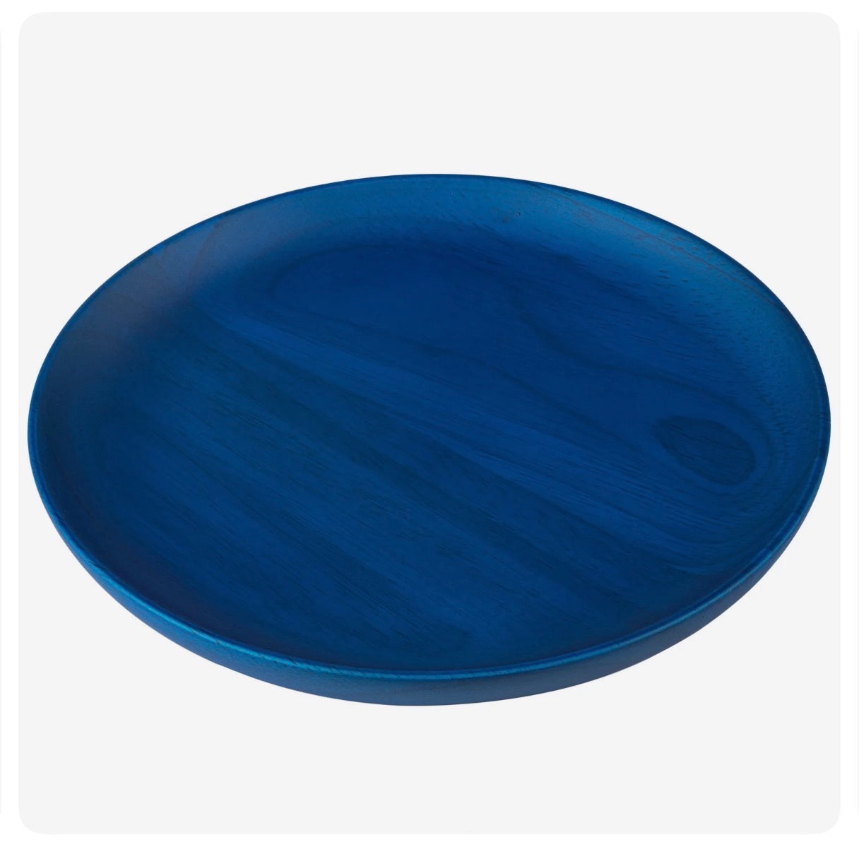 Premium Solid Blue Japanese Round Wooden Plate