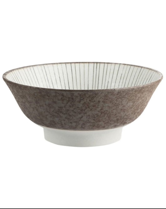 shima Japanese ramen bowl porcelain brown cream rustic design made in Japan
