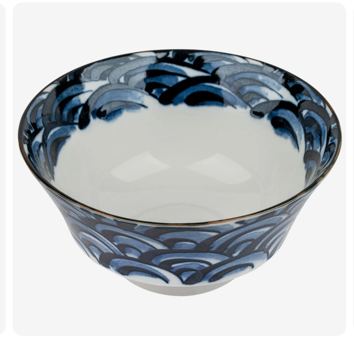 Authentic Indigo Blue Wave Japanese Ramen Bowl – Made in Japan Ceramic Noodle Bowl (18cm)
