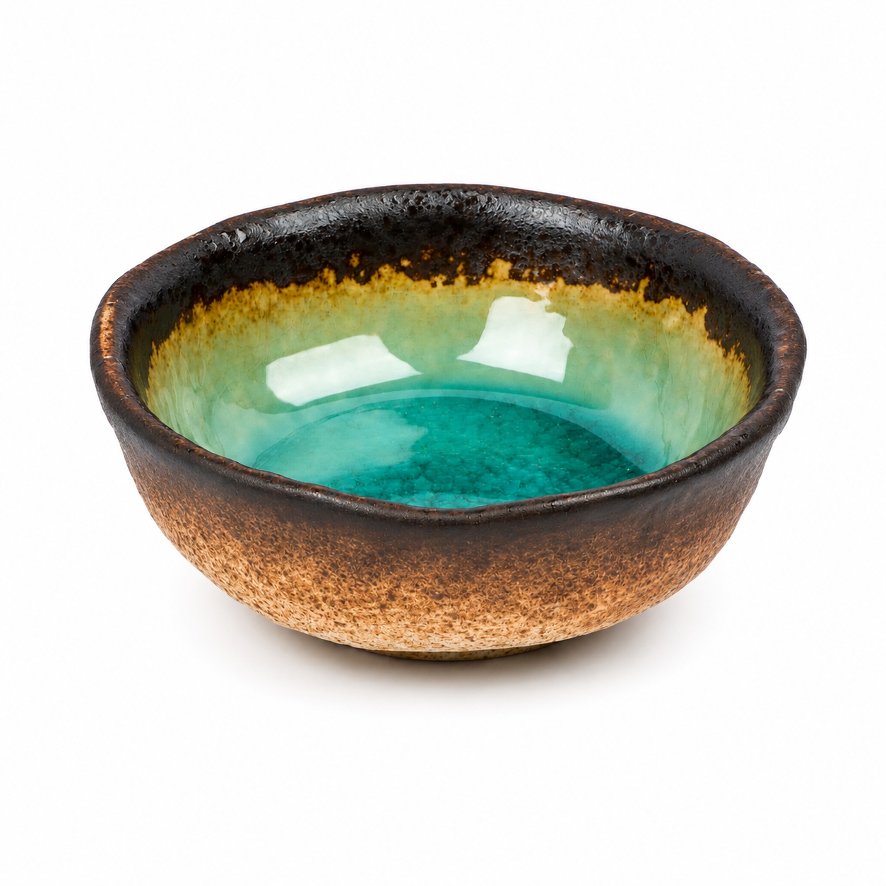 Round Turquoise Crackleglaze Japanese Sauce Dish