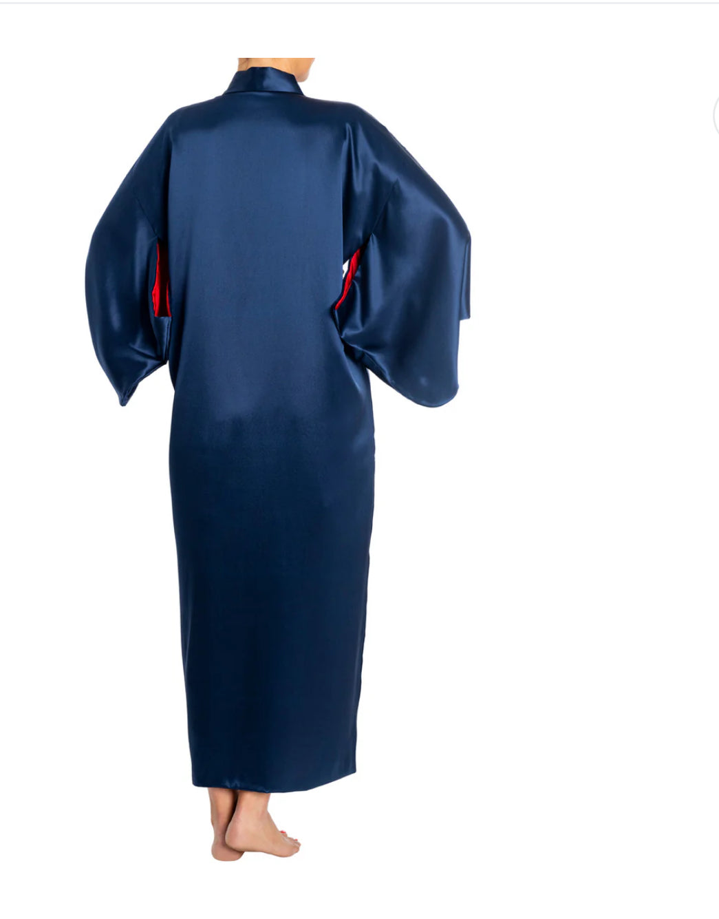 Premium Navy Silk Ladies Japanese Kimono