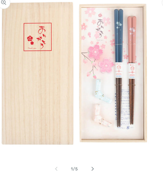 Thank You Cherry Blossom Japanese Chopstick Gift Set