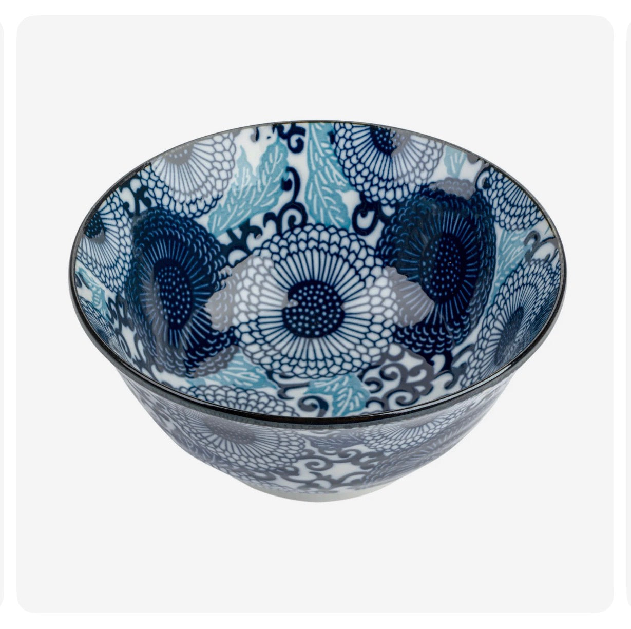 Blue Chrysanthemum Japanese Soup Bowl