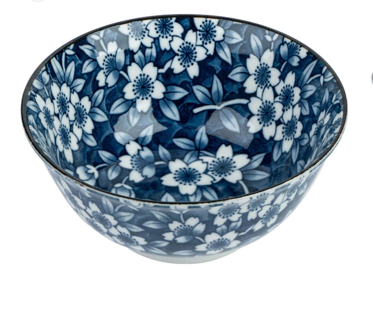 Blue Sakura Ceramic Japanese Soup Bowl