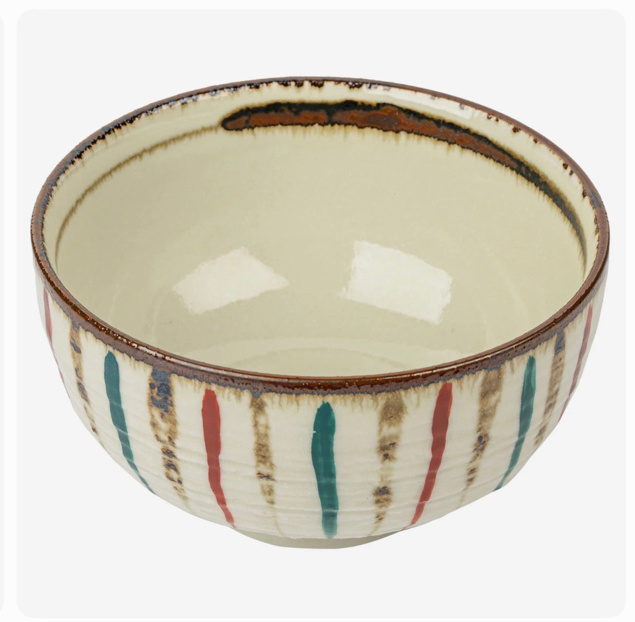 Japanese Ceramic rice bowl handmade with traditional Stripe design 