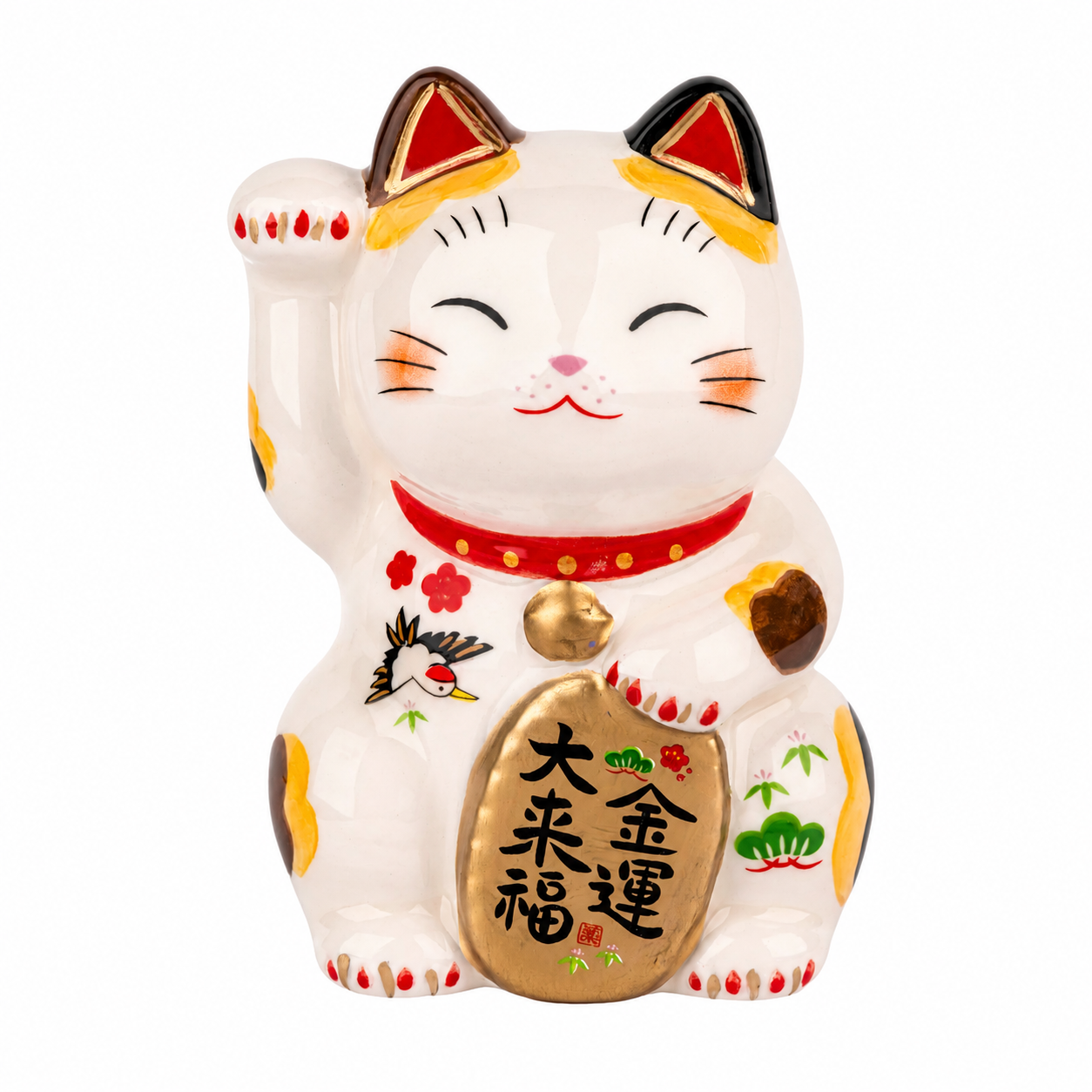 Traditional handmade japanese lucky cat calico maneki-neko good luck  crafted in Japan