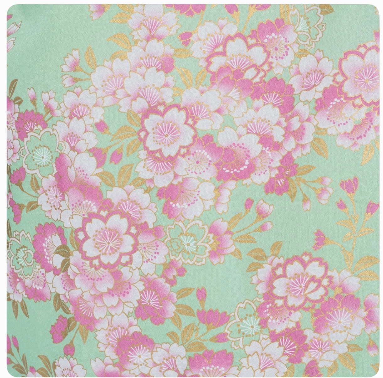 Jade Green Cherry Blossom Japanese Kimono Robe – Handmade Cotton, Lightweight & Elegant