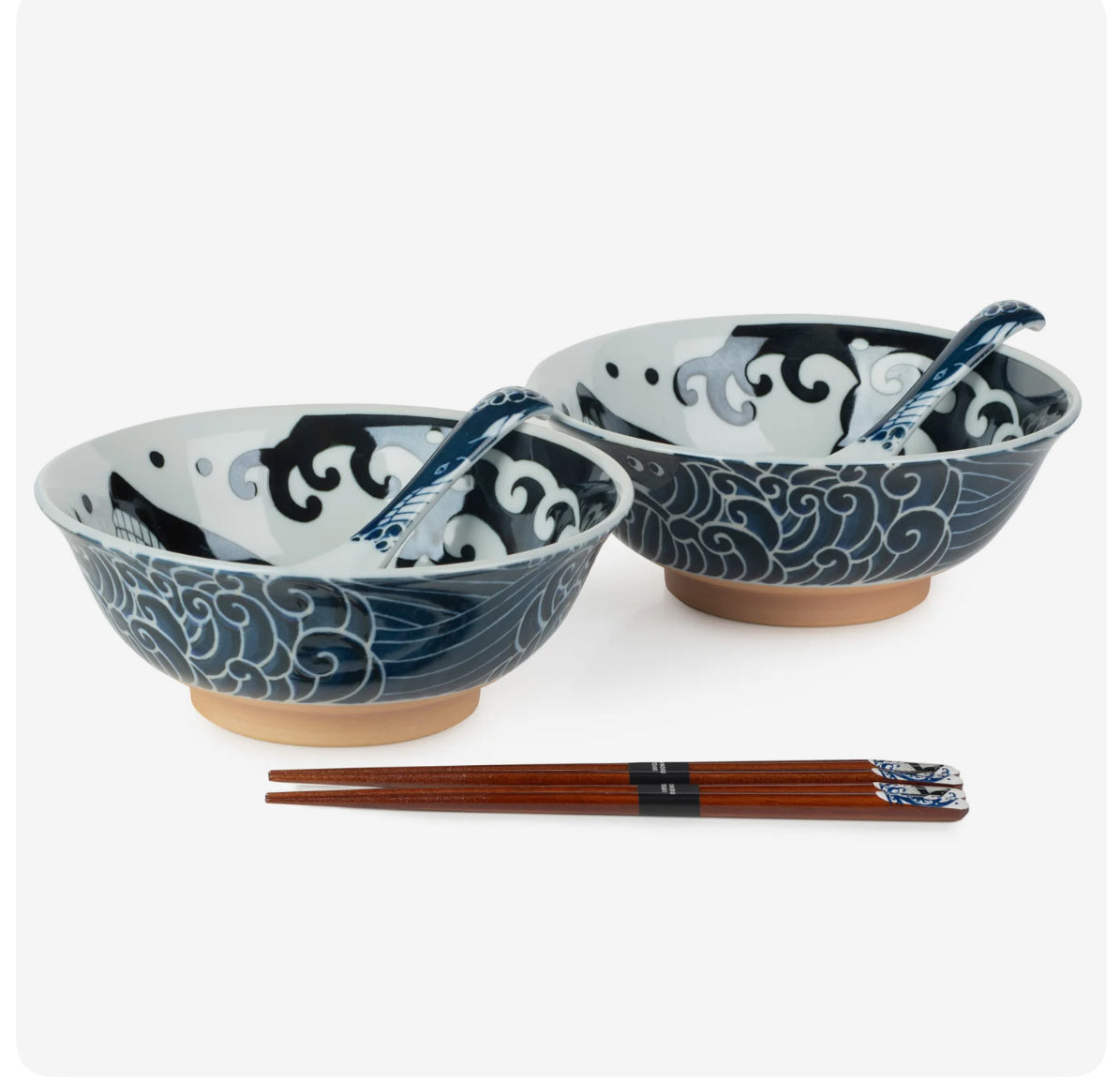 New 6pce Whale Indigo Blue Japanese Ramen Bowl Set