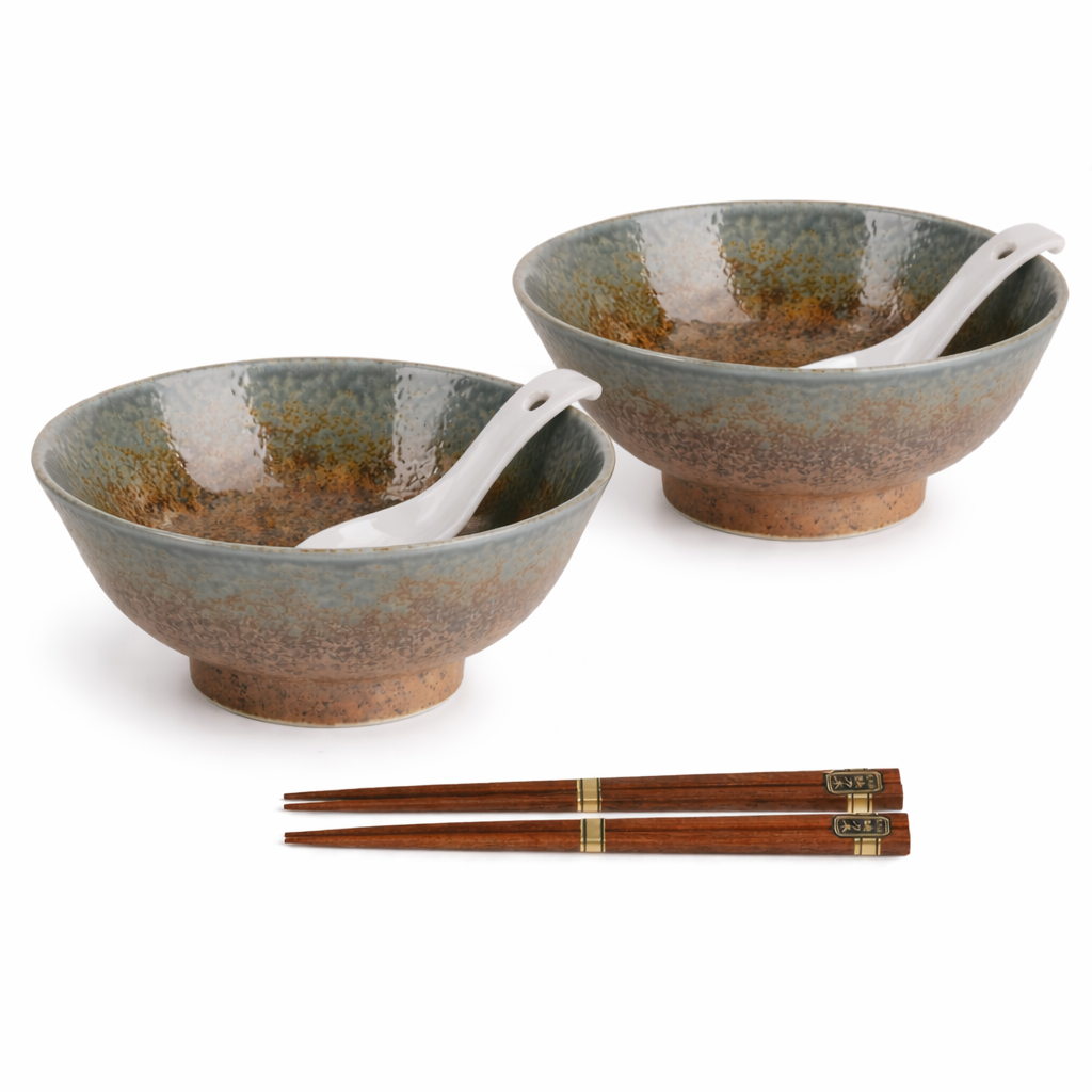 Authentic Japanese ramen bowl gift set Aki ceramic bowl made in Japan tableware