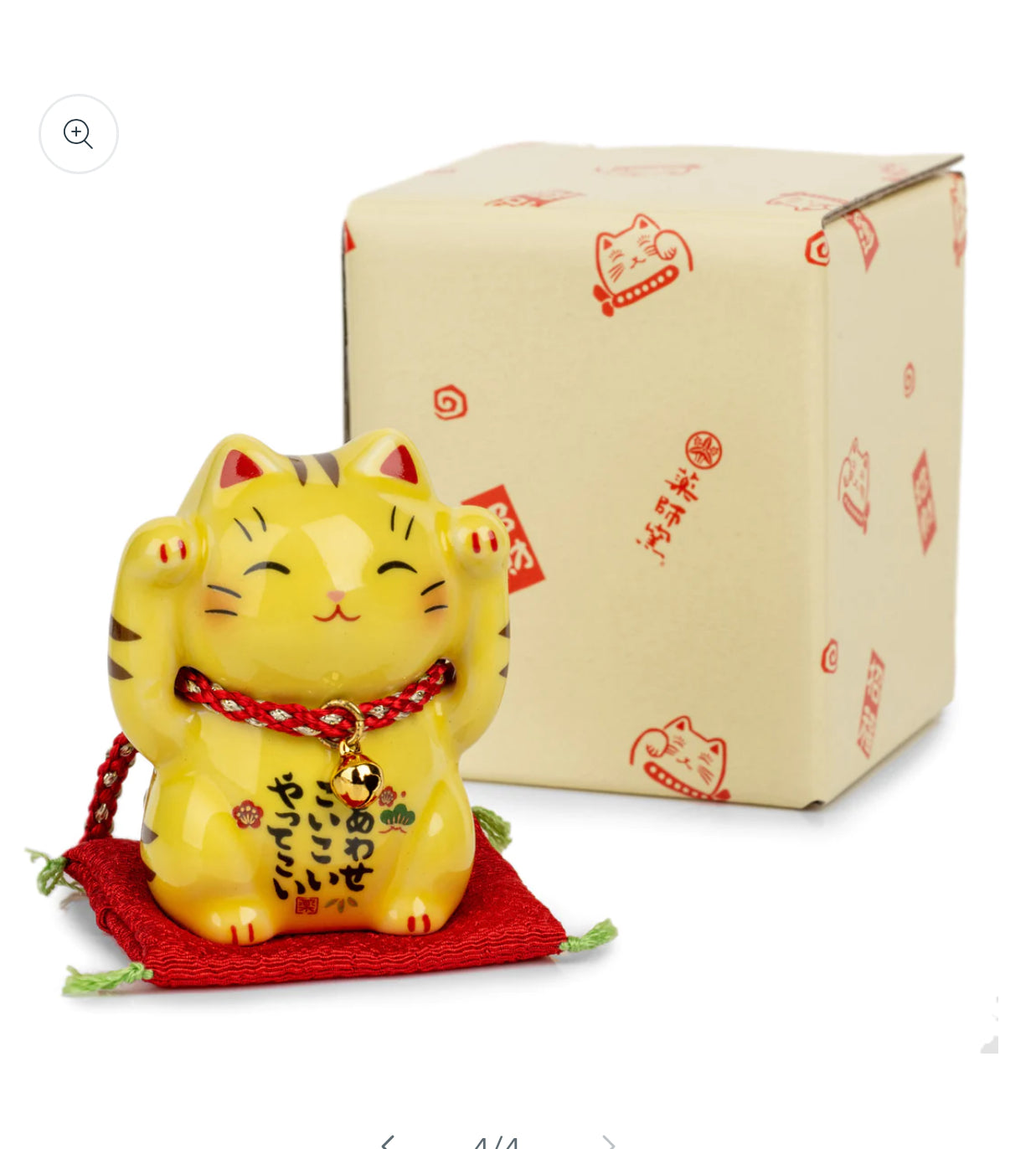 Good Fortune Japanese Lucky Cat and Red Cushion