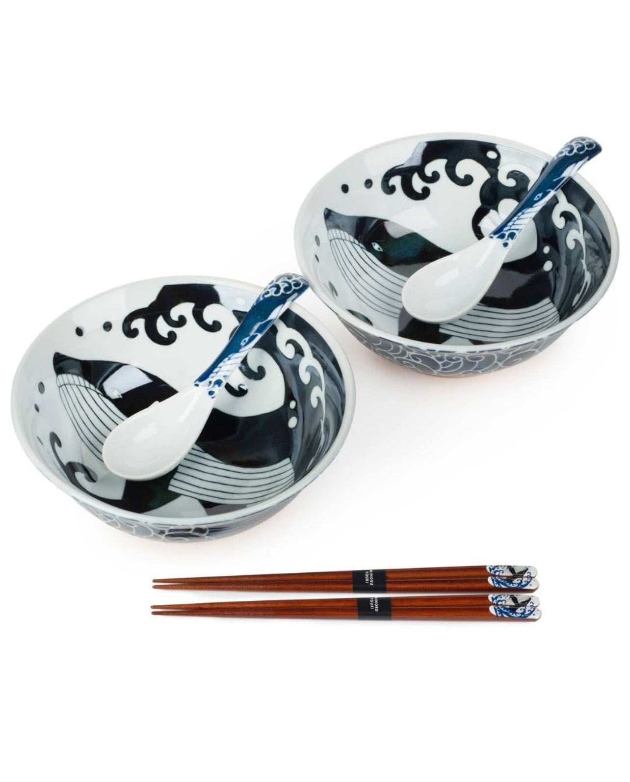 New 6pce Whale Indigo Blue Japanese Ramen Bowl Set