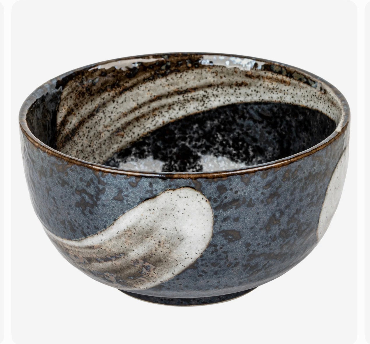Japanese ceramic  matcha  rustic grey and black glaze bowl made in Japan