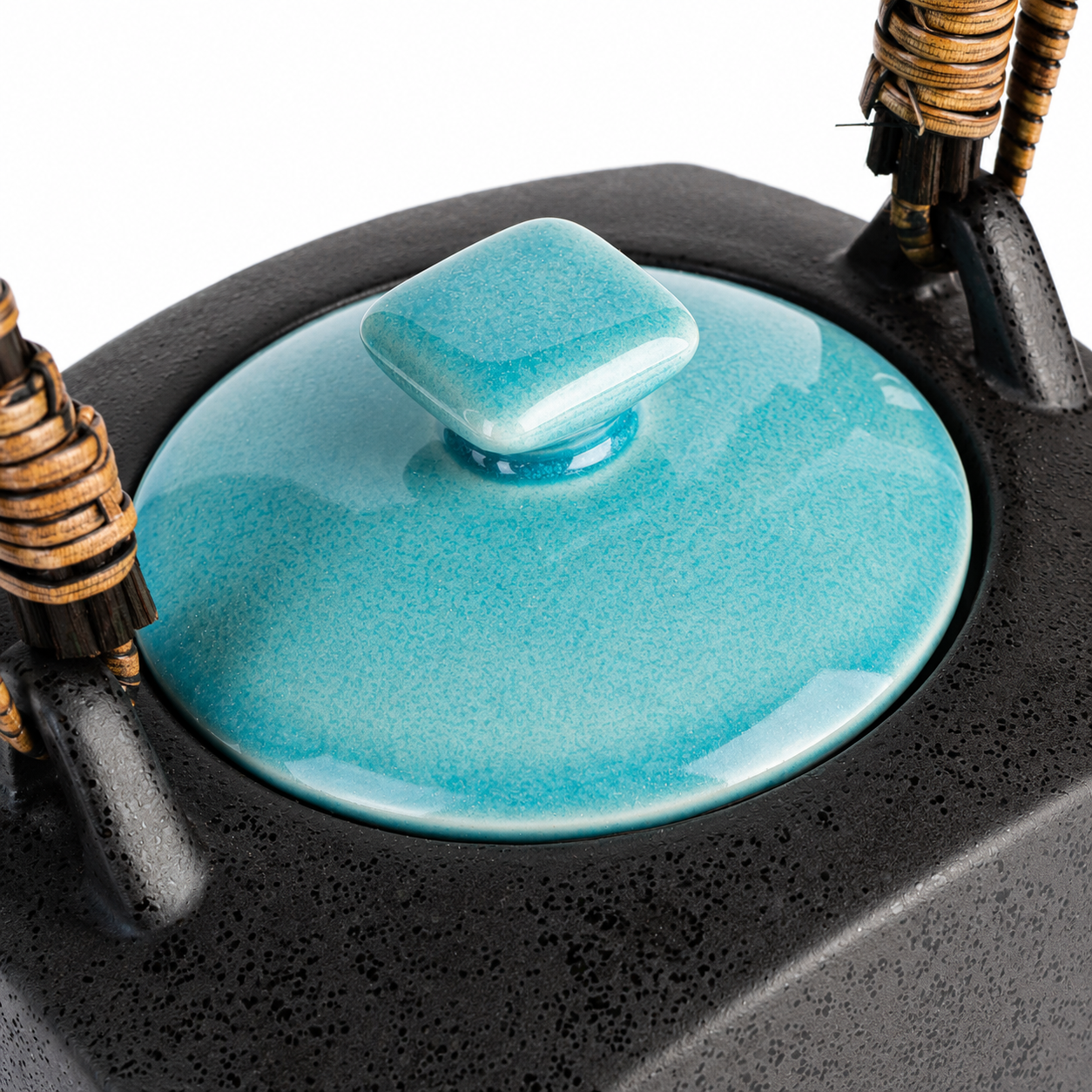 Close-up of Sora Blue and Grey Japanese Tea pot made in Japan