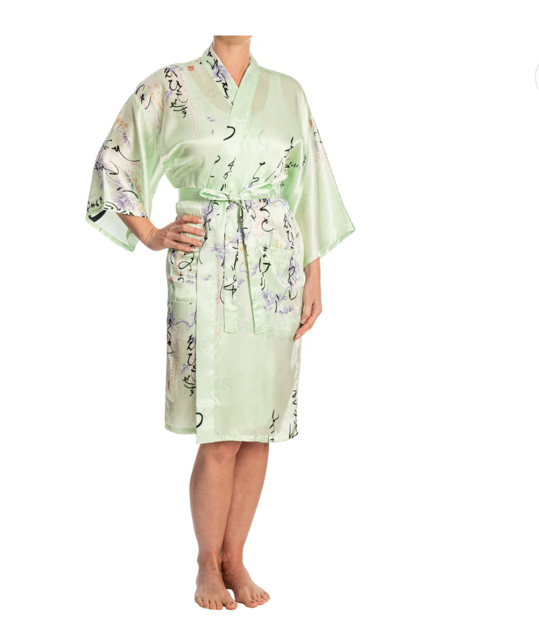 Silk Life Poem Short Mint Green Yukata