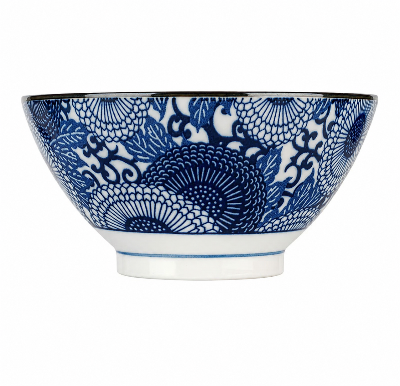 Blue Chrysanthemum Japanese Ramen Bowl Set